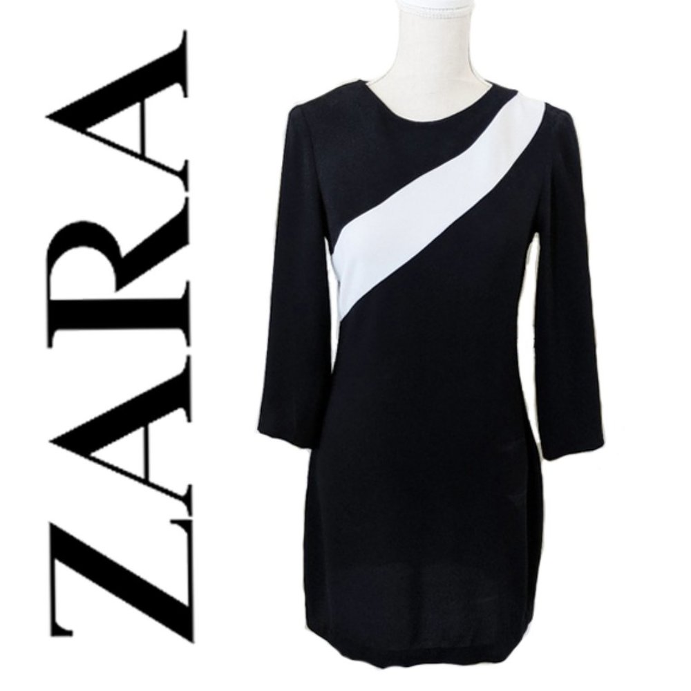 Zara Black and White Long Sleeve Dress.